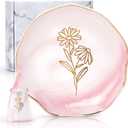 Daisy Jewelry Tray Ring Dish Gift for Woman Birth Month Flower Marble Ceramic Trinket Tray with Gold Floral Ring Holder Engagement Ring Dish Birthstone Birthday Mother's Day Gift for Her Present