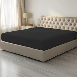 HBHLFZ Twin XL Fitted Sheet Only, Soft Breathable Bottom Sheet - 39"x80" Deep Pockets Twin XL Size Fitted Sheet - All Around Stretch Fit, Wrinkle Resistant, Colorfast - Easy Care, Black