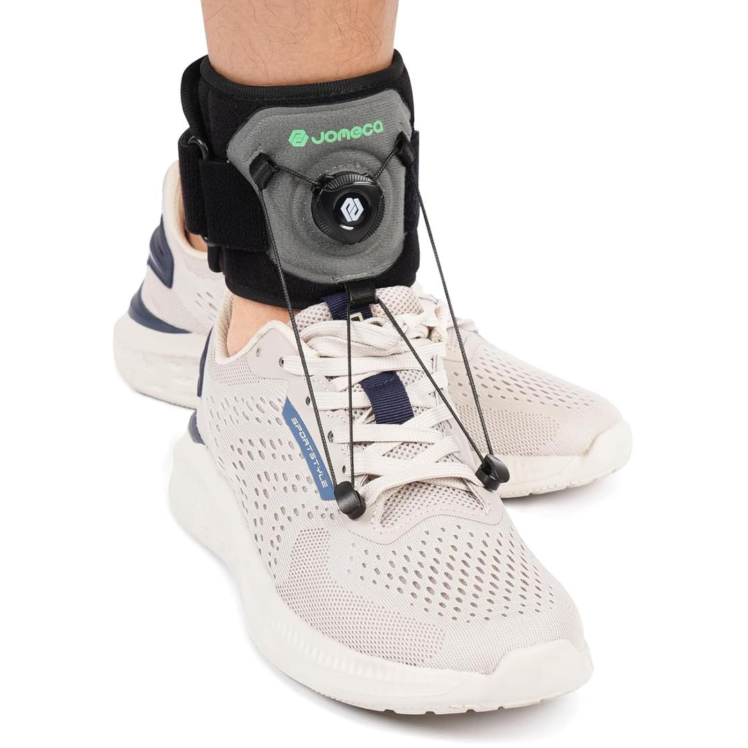Adjustable Drop Foot Brace with Rotary Knob AFO Ankle Foot Orthosis for Dorsiflexion Support Foot Drop Prevention Foot Drop Brace for Walking Shoe Eyelet Hook Attachment (1 Pack)