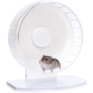 Niteangel Super-Silent Hamster Exercise Wheels - Quiet Spinner Hamster Running Wheels with Adjustable Stand for Hedgehog Gerbils Mice or Other Small Animals (S, White)