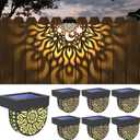 Solar Fence Lights 6 Pack Solar Deck Lights Waterproof LED Powered Step Wall Lanterns Outdoor Decorations Warm Yellow Decorative Lighting for Garden Backyard (Black)