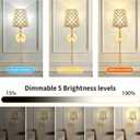 Crystal Battery Operated Wall Sconces Set of 2, Gold Rechargeable Wireless Wall Sconce Lights for Home Decor, Dimmable 12 RGB and 3CCT Wall Lamps with Remote for Living Room Bedroom Hallway