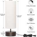 3 Way Dimmable Touch Control Table Lamp, Bedside Table Lamp with Dark Brown Base, Modern Nightstand Lamp with Beige Shade, Simple Night Light for Bedroom Living Room Home Office, 9W LED Bulb Included