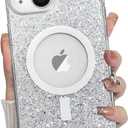 Bonoma for iPhone 15 Plus Case Sparkly Glitter Bling Back, Magnetic Support for MagSafe Shockproof, Crystal and Clear High-Duty Protection for Girls Women-Glitter Crystal
