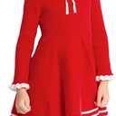 SMILING PINKER Toddler Girls Dresses Sweater Long Sleeve Winter Knitted Skater Dress Ruffle Collar, Size 130
