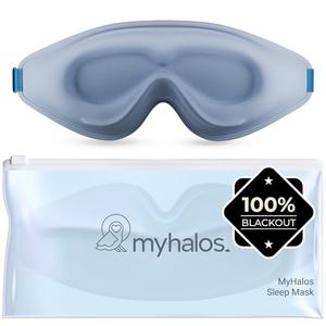MyHalos® Sleep Mask – 3D Blackout Eye Mask for Women & Men, Side Sleepers, Zero Pressure Memory Foam Eyelash Friendly, Breathable,Award-Winning Sleep Aid for Travel (Light Blue, 1 Count (Pack of 1))