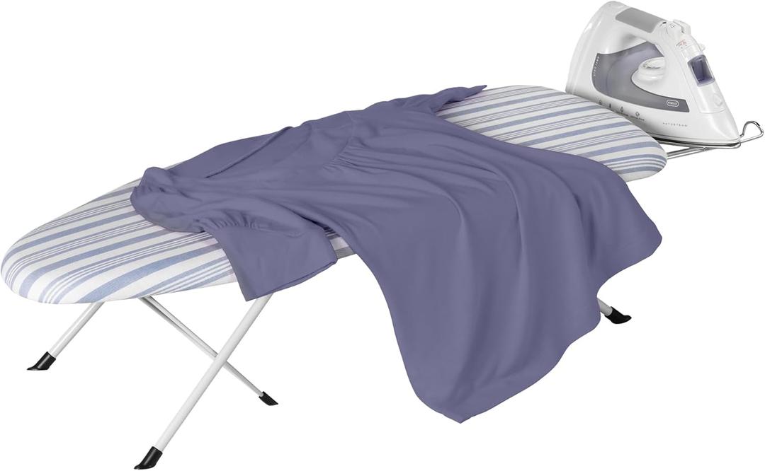 Honey-Can-Do Folding Tabletop Ironing Board with Iron Rest, Blue, 32" L x 12" W, Steel Frame