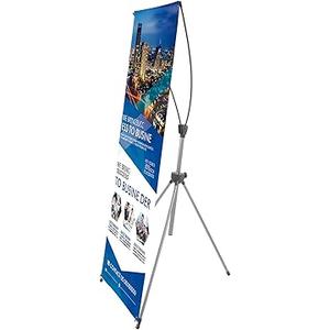 T-SIGN Reinforced Block Adjustable Tripod X Banner Stand, 23 x 63 to 32 x 78 Inch, Portable Travel Bag, Bigger, More Adaptable, Trade Show Exhibition - Silver (Pack of 1)