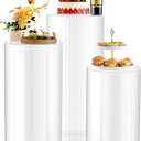 VEVOR Wedding Flower Stand, 3PCS 23.62/29.53/35.43 inch Round Cylinder Plinth, Clear Pedestal Stand with Transparent Acrylic Lid, Cylindrical Pedestal Stands for Wedding, Party, Birthday, Art Decor