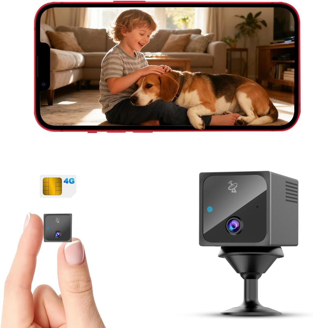 4G LTE Cellular Camera Wireless No WiFi Security Hidden Camera with 4G SIM Card, 20 Days Standby Battery, 4K HD Night Vision Car/Truck Spy Camera, Radar AI Motion Detection