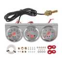 JDMSPEED 2 inch Triple Gauge Set - Oil Pressure, Water Temp, Volt Meter (Oil: 0-100 PSI, Water: 100-280F, Volt: 8-16V) - Fits GM, Ford, Mopar & More