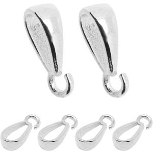 6Pcs 925 Sterling Silver Pendant Clasp for Jewelry Making, Necklace Bail Connector with Open Loop, Bracelets Pendant Clips for DIY Craft (Silver)