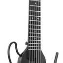 Donner Nylon-String Travel Guitar HUSH-C Acoustic Electric Guitar, Portable and Ultra-Light Guitar Kit for Quiet Practice with Earphone, Built-in Tuner, Detachable Stand & Gig Bag, Black