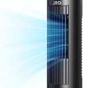 JRD 13'' Tower Fan with 3 Speeds, 80 Oscillating, 23ft/s Bladeless Desk Fan, Quiet Operation, Compact & Portable Table Fan for Bedroom Home Office Desktop (13 inch Knob, Black)