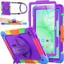 SEYMAC stock Case for Samsung Galaxy Tab A11+ Plus/A9+ Plus 11'', Full-Body Drop Protection Case with Screen Protector Pencil Holder [360 Rotating Hand Strap] &Stand, Purple+Colorful