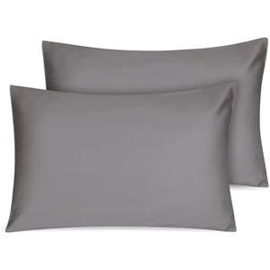 Organic Cotton Toddler Pillowcase 2 Pack, 14 x 20 Travel Pillow Case Cover for Babies, Kids, Boys and Girls, Soft and Breathable Small Pillow Cases with Envelope Closure, Dark Grey