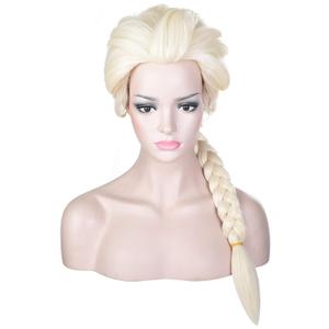 morvally Women Blonde Braided Ponytail Wig for Princess Cosplay Costume Halloween