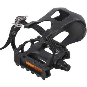 DRBIKE Bike Pedals with Toe Clip Cage and Straps for Indoor Bike and Outdoor Bicycles 9/16 Inch Bicycle Pedals Replacement for MTB Mounatin Stationary Bike 1 Pair, Alloy & PP