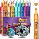 Super Golden Metallic Paint Markers, 18 Colors Sparkle Metallic Glitter Markers, Acrylic Paint Pens for Rock Painting, Glass, Wood, Fabric, Black Paper, Cards, Scrapbook, DIY Art Crafts (2-3mm)