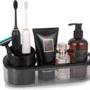Black Toothbrush Holder for Bathroom,Detactable Bathroom Tray for Men,Electric Tooth Brushing Holder,Bathroom Countertop Organizer,Tooth Brush Toothpaste Caddy Storage,Vanity Sink Accessories