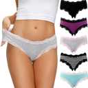LYYTHAVON Women's Underwear Soft Breathable Cotton Brief Ladies Panties 5-Pack (Medium)