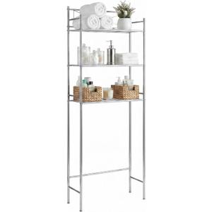 Honey-Can-Do Over-the-Toilet Bathroom Storage Shelf, Steel, Chrome, 3-Tier
Chrome 3-tier shelf stands over the toilet. Adjustable shelves hold towels & toiletries. No drilling, 9.5 x 23 x 60 in.