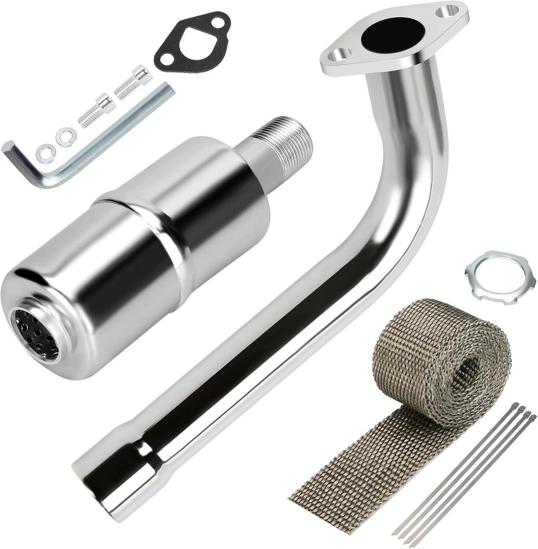 YOXUFA Mini Bike Exhaust Pipe Muffler Replacement for Predator 212 224cc 196cc Coleman CT200U BT200X CT200U-EX 6.5hp Baja Warrior Massimo MB200 GX160 Engine Go Kart Parts with Heat Shield Tape