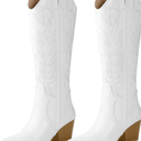 Arromic Cowboy Boots for Women Comfortable Womens Embroidered Western Cowgirl Knee High Boots Pointed Toe Zipper Chunky Heel Country Outfit Retro Tall Boots 7