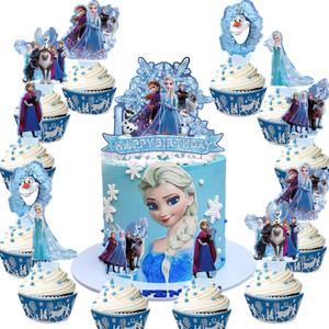 25pcs Frozen Cake Toppers: Girl Cupcake Toppers - Elsa Birthday Party Decorations, Supplies
