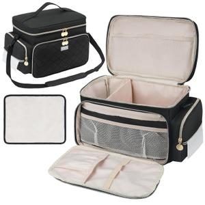 Breast Pump Bag Compatible with Spectra S1 and S2, Breast Pumping Travel Storage Bag with Waterproof Mat for Pumping Essentials and Accessories, Black