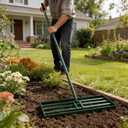 Lawn Leveling Rake, 42 x 10 Leveling RakeLawn Leveler w/ 75 Long Non-Slip Handle, Level Lawn Tool for Grass, Golf Field, Green Rake