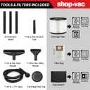 Shop-Vac 5922805 Wet/Dry Vacuum, 8 Gallon, 4.5 Peak HP, 1.25 Inch Diameter x 7 Foot Hose, 6 Foot Cord, Ideal for Jobsite, Garage, Workshop & Home
