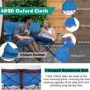 Joyfair Double Camping Beach Chair, Folding Camp Loveseat for Adults (Blue) | Heavy Duty Portable Double-seat Lawn Beach Chair Fold Couch for Outdoor Sports Backpacking, Carrying Bag & Cup Holders, 45 inches x 25 inches x 36 inches