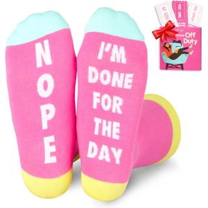 2 x POPCRAZE Novelty Socks Funny Statement Crew Cotton Unisex | Cute, humorous designs in a casual crew cut. One size fits most adults. Soft cotton blend for all-day comfort. (Pink)