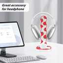 CamyCosy Headphone Stand Gaming Headset Holder with Silicone Ear Pad/Ear Cups Case for AirPods Max Headphones, Strawberry Pattern Clear Headset Stand Accessories for Desk