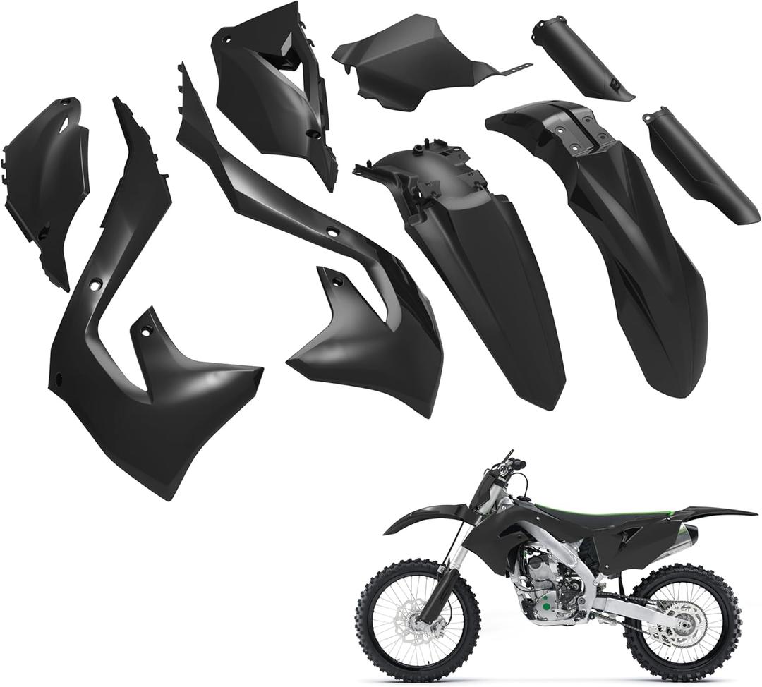 Black Full Plastic Kit for Kawasaki KX250 KX250X KX450X 2012-2022, Fairing Fender Protection Parts Kit for Kawasaki KX450 2019-2022 Accessories