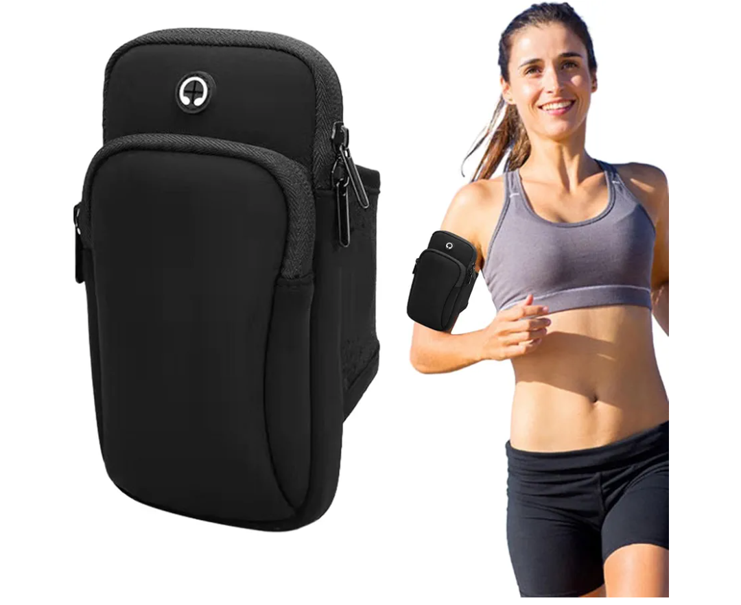 Phone Holder for Running, Walking, Workout, Under 7 in Armband Smartphone Holder, Phone Pouch Cards Keys Wallet, Gym Sports Arm Bands Sleeve Fit Women Men(Color:Black)