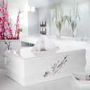 Creative Scents Vanda Rectangle Tissue Box Cover - Decorative Cherry Blossom Tissue Holder for Bathroom - White Tissue Box Holder Rectangular with Durable Bottom Slider - White Bathroom Accessories