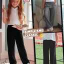 YooAurvox 4 Pack Girls Straight Leg Pants Elastic Waist 5-16 Years Causal Trousers Kids Loose Lounge Sweatpants with Pockets(Light Gray, Heather Gray, Dark Gray, Black,9-10 Years)