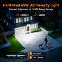 45W 5500LM Outdoor Flood Lights, Dual Head Wall Switch Controlled LED Exterior Flood Light, 5000K Daylight, IP65 Waterproof Hardwired Security Light for Outside Garage Yard (White), 1 Pack