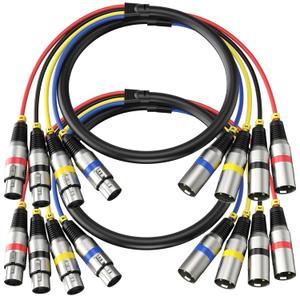 2 Pack Professional 4 Channel XLR Snake Cables 3FT, Noise Free and Long-Lasting Snake Cable, 4 Colored XLR Male to Female Recording Snake for Live, Recording, Stage, Studios