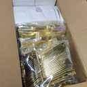 GATHER 700PCS Gold Plastic Plates - Whtie and Gold Disposable Dinnerware Sets 100Guest - 200 Disposable Plate, 300 Plastic Silverware, 100 Cups, 100 Napkins for Wedding & Party