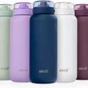 Ello Cooper 32oz Stainless Steel Water Bottle Vacuum Insulated with Straw and Carry Handle, Leak Proof Locking Lid with Soft Silicone Spout, Dishwasher Safe, Winter Solstice