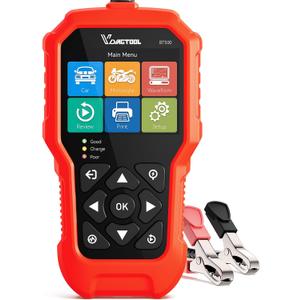 Car Battery Tester 6V 12V 24V VDIAGTOOL BT500, 5-3000 CCA Battery Load Tester, Starter Alternator Tester Automotive Charging Cranking System Analyzer for Car Truck Motorcycle SUV ATV Boat
