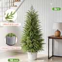 3FT Potted Outdoor Topiary Set of 2, UV Resistant Artificial Outdoor Plants with Cement-Filled Planter Base, Artificial Trees for Front Porch Outside Home Decor Indoor Tall Fake Plants Faux Tree