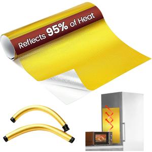 Heat Shield Automotive Aluminum Reflects 95% of Radiant Heat, 12" x 12" Stove Heat Shield Wrap to Protect Refrigerator, Exhaust, Motorcycle, Wood Stove, Cabinet, Fireplace (Gold)