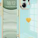 Compatible with iPhone 11 Case for Women Girls, Luxury Fashion Plating Edge & Cute Love Heart Soft TPU Shockproof Protection Phone Case for iPhone 11 6.1 Inches,Mint Green