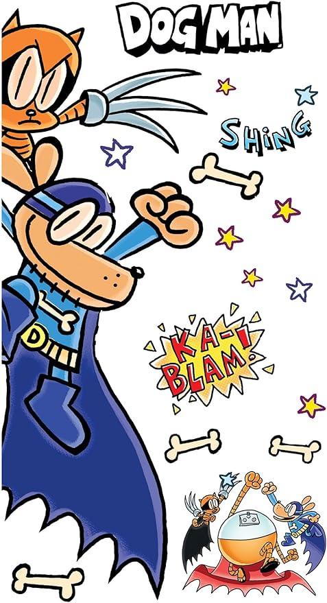 Dog Man Supa Buddies Wall Decals by RoomMates, RMK5517GM, 35.45-in x 12.183-in