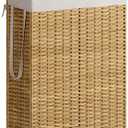Rolling Laundry Hamper with Wheels and Lid, 90L Slim Laundry Basket with Removable Bag, Foldable Handwoven Rattan Laundry Sorter, Narrow Dirty Clothes Basket Organizer, No Assembly, Natural