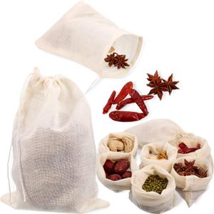 Boao 24 Pcs Spice Cooking Cheesecloth Bags for Straining Reusable Empty Tea Drawstring Soup Muslin Bags(7.8 x 9.8 Inch)